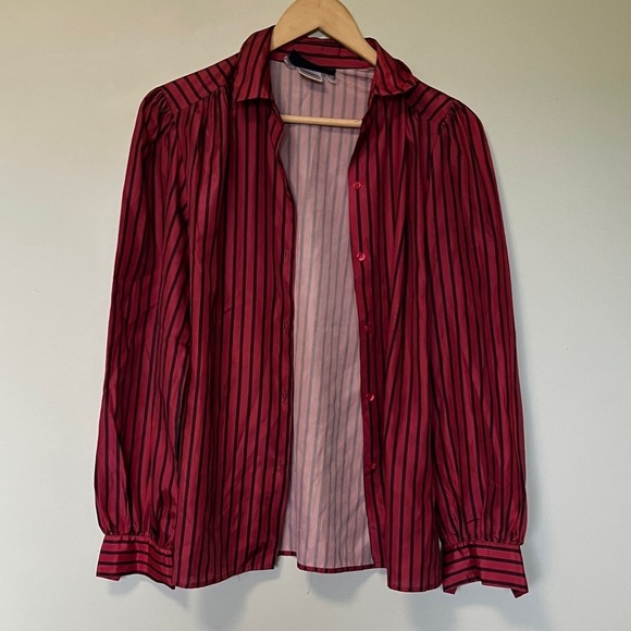 Vintage Impromptu Red and Black Striped Button-Up Shirt - Picture 2 of 6